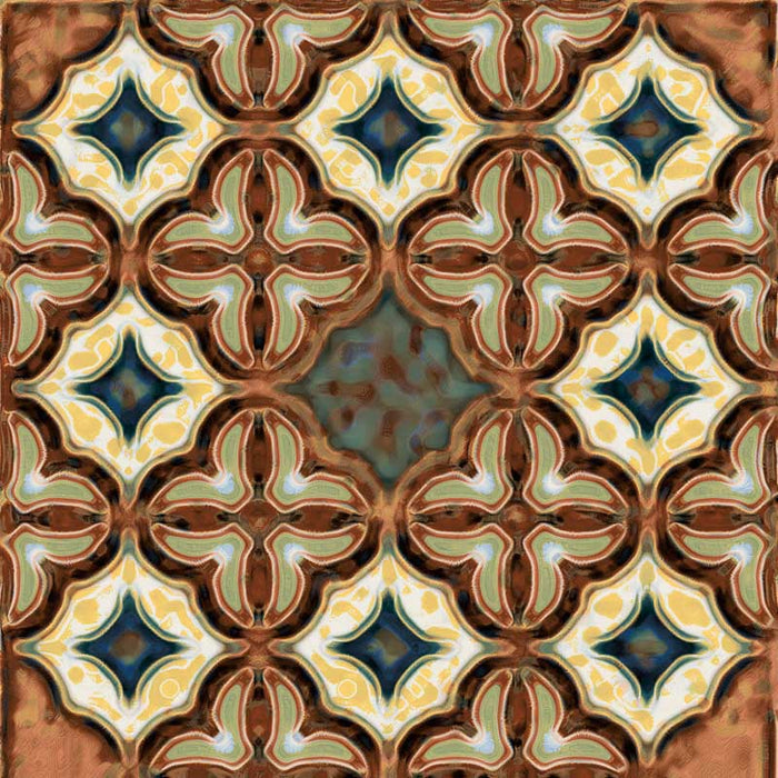 Dettaglio piastrella stile maiolica vietrese, collezione Maioliche di ceramiche Valsecchia colore mix color 15x15 