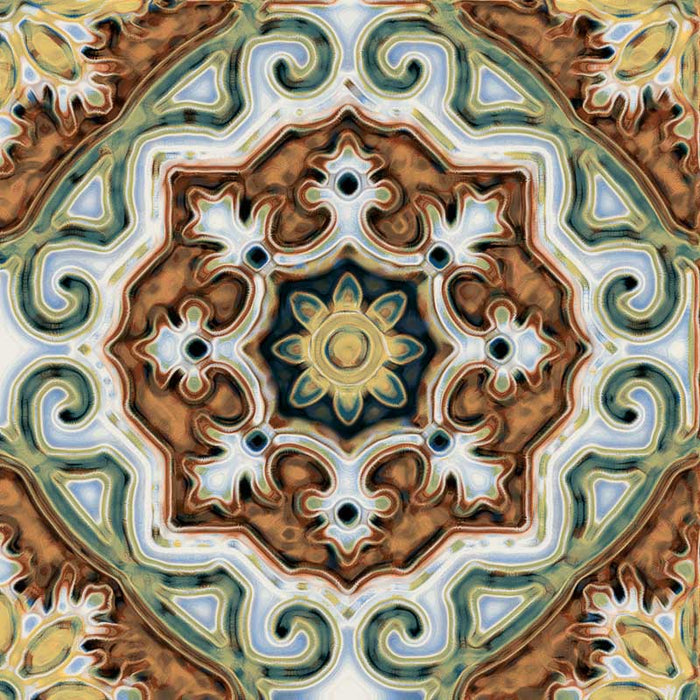 Dettaglio piastrella stile maiolica vietrese, collezione Maioliche di ceramiche Valsecchia colore mix color 15x15 