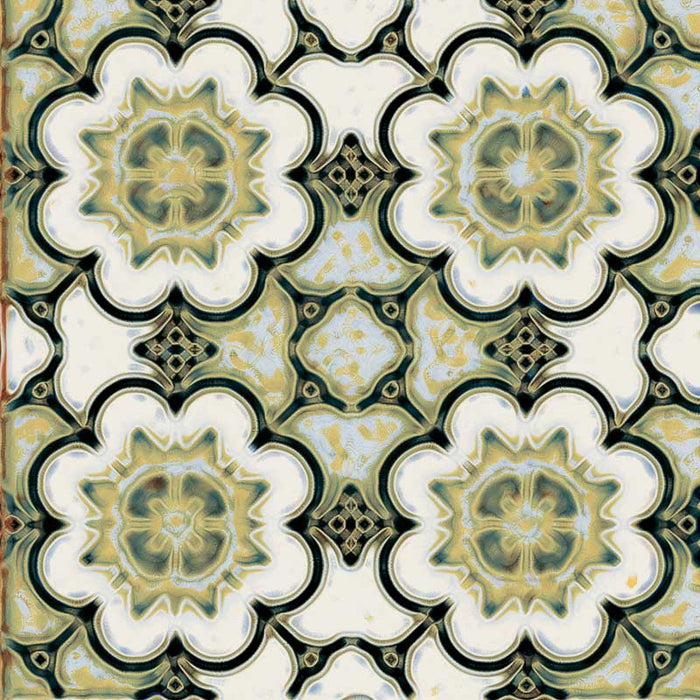 Dettaglio piastrella stile maiolica vietrese, collezione Maioliche di ceramiche Valsecchia colore mix color 15x15 