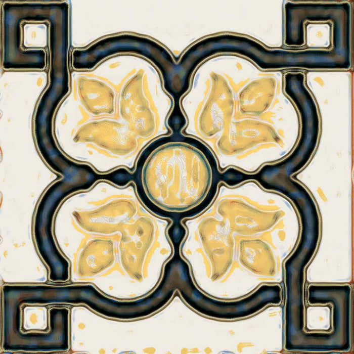 Dettaglio piastrella stile maiolica vietrese, collezione Maioliche di ceramiche Valsecchia colore mix color 15x15 