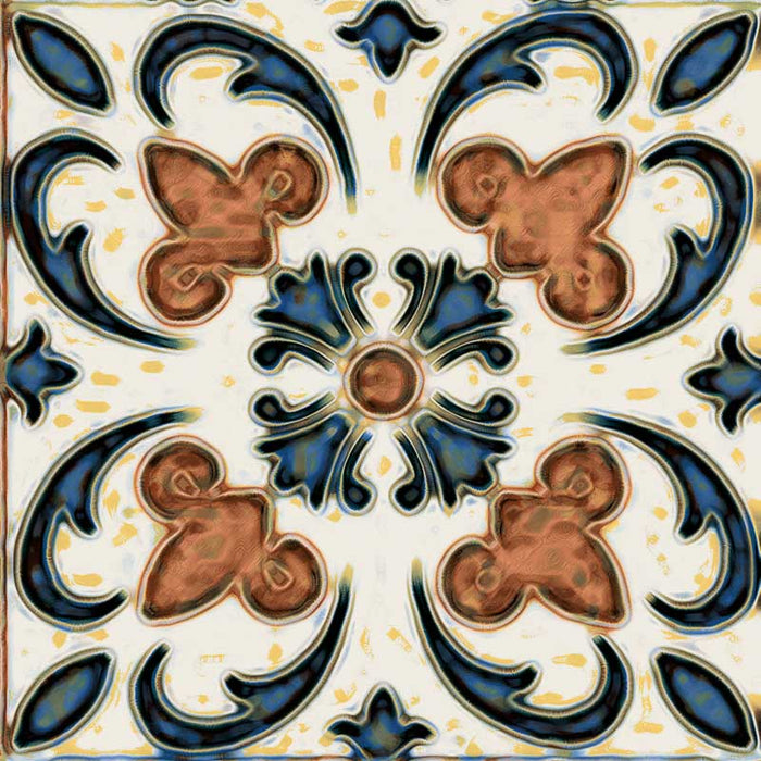 Dettaglio piastrella stile maiolica vietrese, collezione Maioliche di ceramiche Valsecchia colore mix color 15x15 