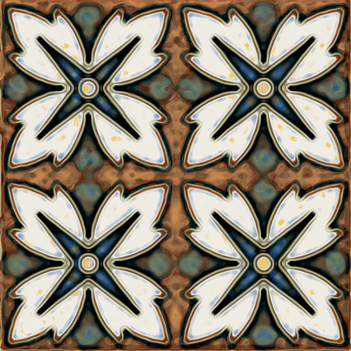 Dettaglio piastrella stile maiolica vietrese, collezione Maioliche di ceramiche Valsecchia colore mix color 15x15 
