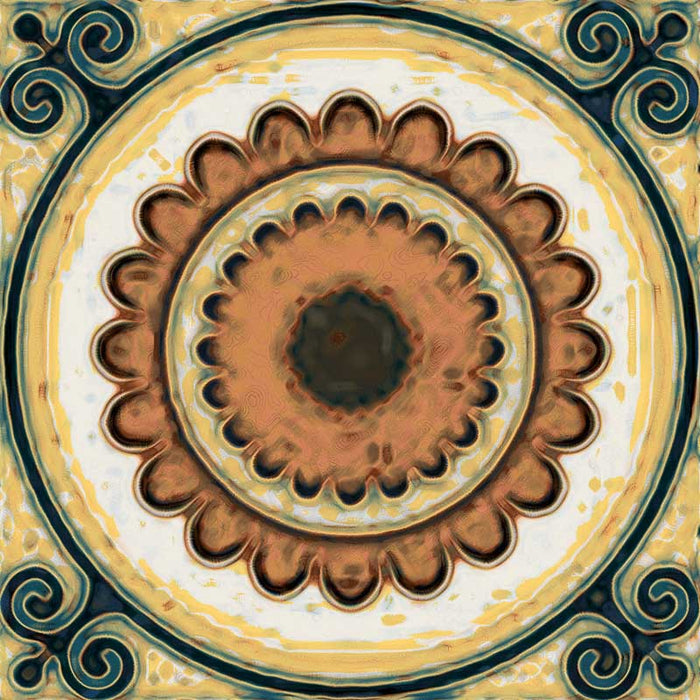 Dettaglio piastrella stile maiolica vietrese, collezione Maioliche di ceramiche Valsecchia colore mix color 15x15 