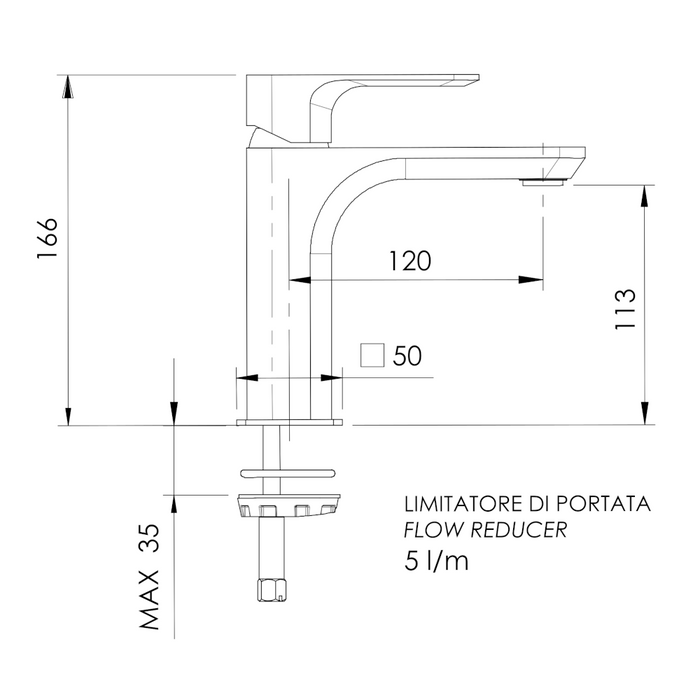 scheda tecnica miscelatore lavabo senza scarico tiara di daniel rubinetterie