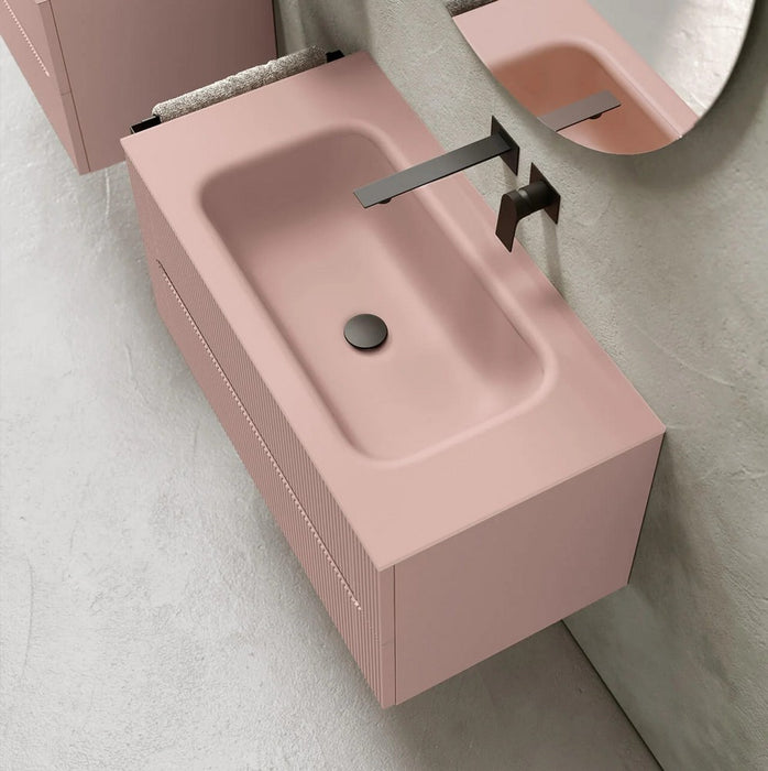 composizione mobile bagno rosa chiaro della serie easy di belbagno italia