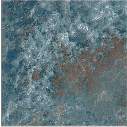 Dettaglio piastrella per pavimento e rivestimento in gres porcellanato effetto pietra spaziale. Collezione Swimming Planet di Ceramica Valsecchia, formato 15x15, Moon Emerald