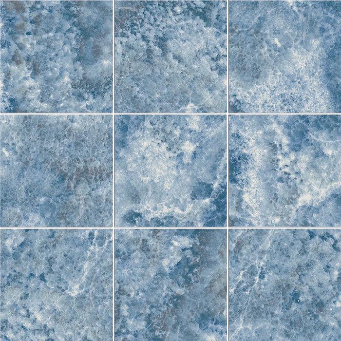 Dettaglio piastrelle per pavimento e rivestimento in gres porcellanato effetto pietra spaziale. Collezione Swimming Planet di Ceramica Valsecchia, formato 15x15, Moon Sky