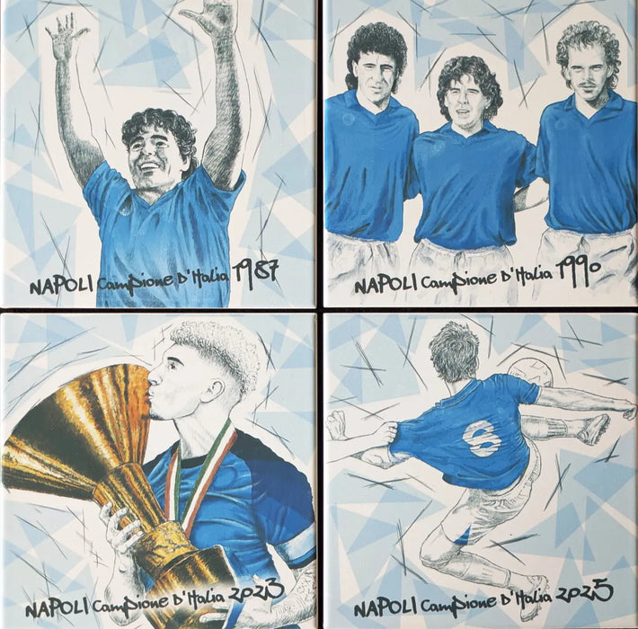 Set piastrelle celebrative napoli Campione D'italia. Opere originali in tiratura limitata da collezione
