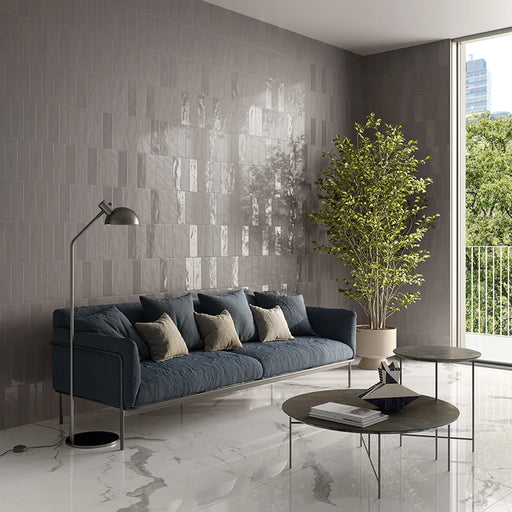 Dettaglio piastrella da rivestimento in gres porcellanato effetto matoncino lucido 8,2x25 cm, della collezione Nuances, di Casalgrande Padana, Colore Tundora