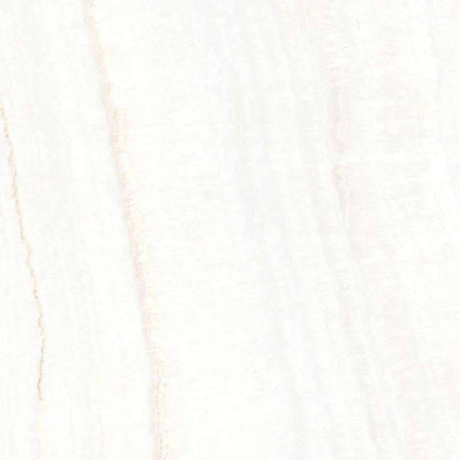 Dettaglio piastrella in gres porcellanato effetto onice lucido 90x90 cm della collezione Onici di Casalgrande Padana, colore Bianco