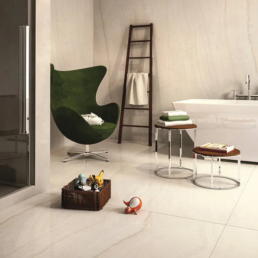 Dettaglio piastrella in gres porcellanato effetto onice lucido 120x120 cm della collezione Onici di Casalgrande Padana, colore Bianco