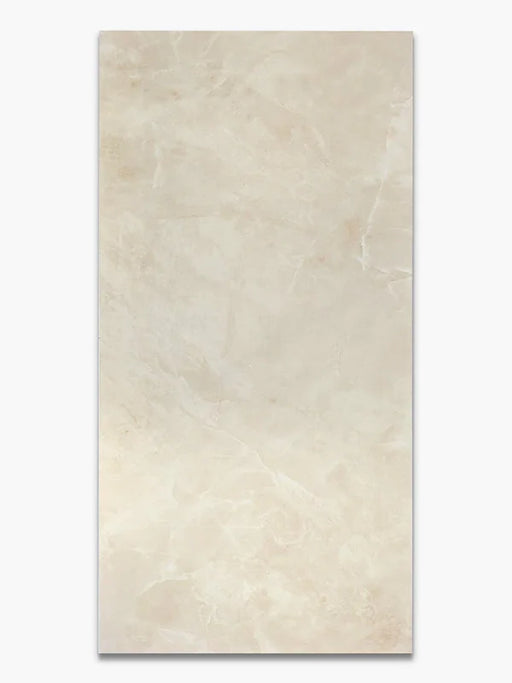 Piastrella in gres porcellanato effetto marmo beige lucido Crema serie Xstone formato 60x120 cm