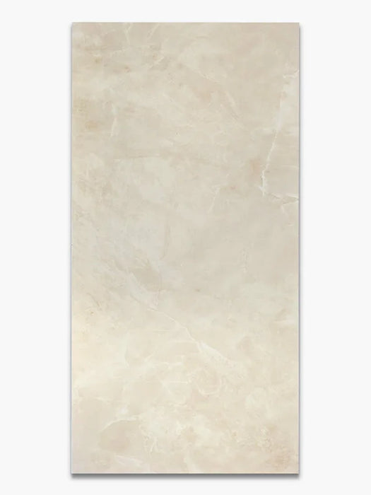 Piastrella in gres porcellanato effetto marmo beige lucido Crema serie Xstone formato 60x120 cm