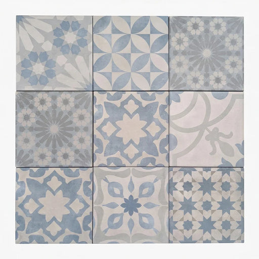 Pavimento e rivestimento effetto cementina patchwork azzurro, stock al miglior prezzo