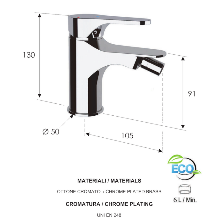 miscelatore bidet senza scarico omega green a risparmio idrico