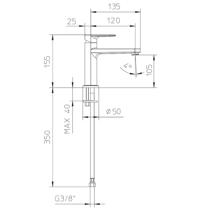 scheda tecnica Miscelatore Bella per lavabo con scarico