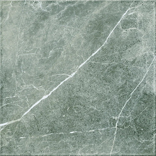 Dettaglio piastrella in gres porcellanato effetto marmo della collezione Dama di Self Style by keradom, formato 25x25, colore Verde Guatemala