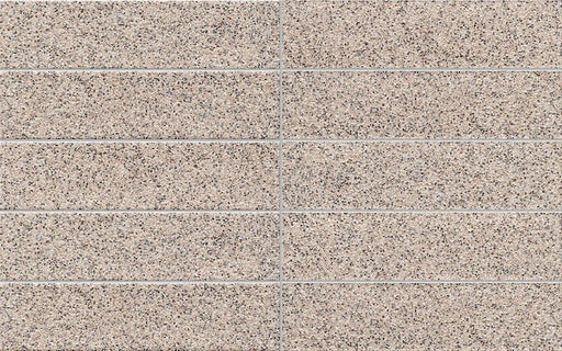 Dettaglio piastrella in gres porcellanato effetto mattoncino effetto graniglia della collezione Incanto di Self Style by keradom, formato 6x25, colore Grani Medium