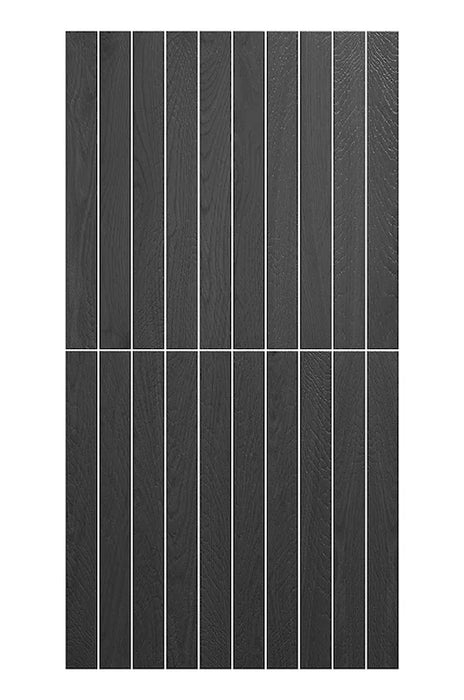 Dettaglio piastrella in gres porcellanato effetto legno della collezione Legnetto38 di Self Style by keradom, formato 3.8x38, colore Moro