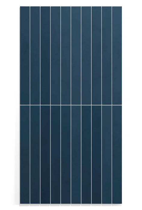 Dettaglio piastrella in gres porcellanato effetto mattoncino della collezione Twiggy di Self Style by keradom, formato 3.8x38, colore Blu Petrolio