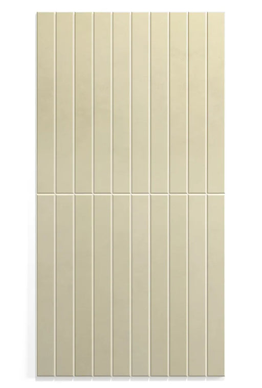 Dettaglio piastrella in gres porcellanato effetto mattoncino della collezione Twiggy di Self Style by keradom, formato 3.8x38, colore Dune