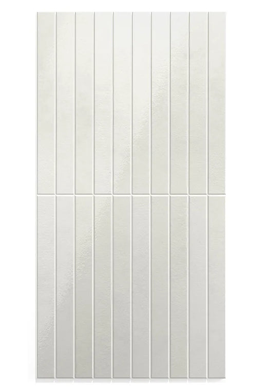 Dettaglio piastrella in gres porcellanato effetto mattoncino della collezione Twiggy di Self Style by keradom, formato 3.8x38, colore Luna