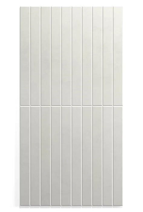 Dettaglio piastrella in gres porcellanato effetto mattoncino della collezione Twiggy di Self Style by keradom, formato 3.8x38, colore Luna