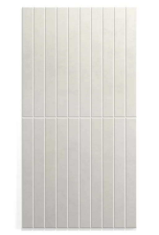 Dettaglio piastrella in gres porcellanato effetto mattoncino della collezione Twiggy di Self Style by keradom, formato 3.8x38, colore Luna