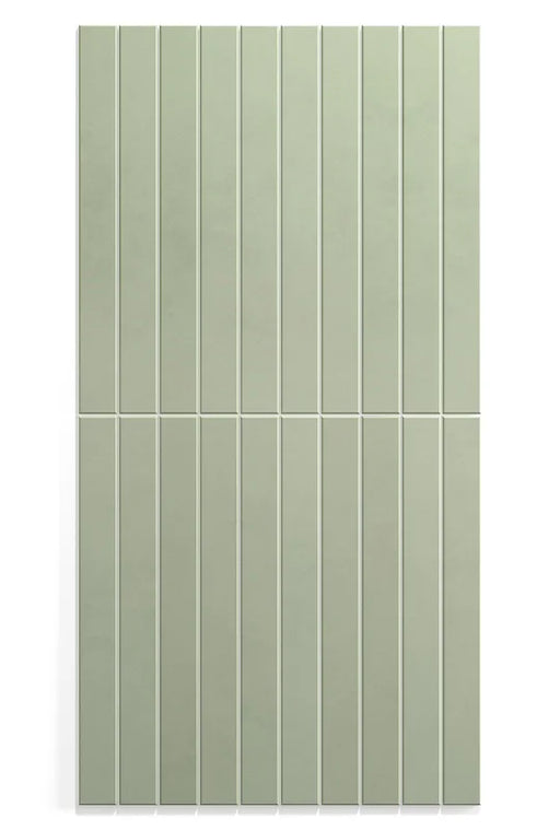 Dettaglio piastrella in gres porcellanato effetto mattoncino della collezione Twiggy di Self Style by keradom, formato 3.8x38, colore Menta