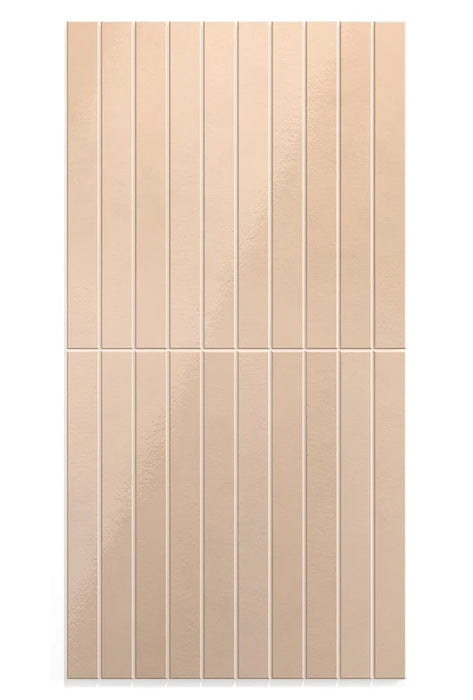 Dettaglio piastrella in gres porcellanato effetto mattoncino della collezione Twiggy di Self Style by keradom, formato 3.8x38, colore Nudo