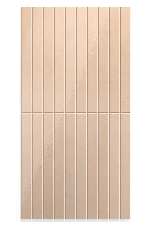 Dettaglio piastrella in gres porcellanato effetto mattoncino della collezione Twiggy di Self Style by keradom, formato 3.8x38, colore Nudo