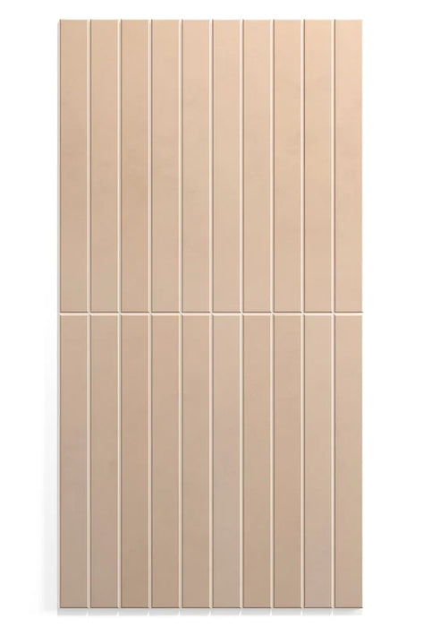 Dettaglio piastrella in gres porcellanato effetto mattoncino della collezione Twiggy di Self Style by keradom, formato 3.8x38, colore Nudo