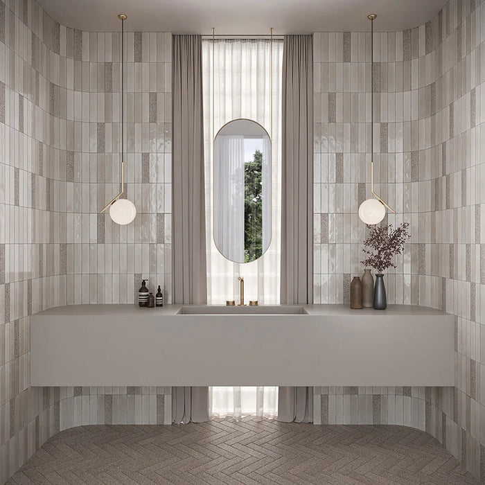 Dettaglio piastrella in gres porcellanato effetto mattoncino della collezione Incanto di Self Style by keradom, formato 6x25, colore Macchiato