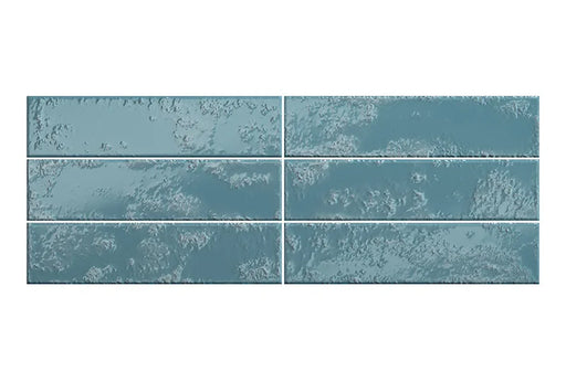 Dettaglio piastrella con colori pastello, collezione Costa Rei di Self Style by Keradom formato mattoncino colore Acquamarina 6x25