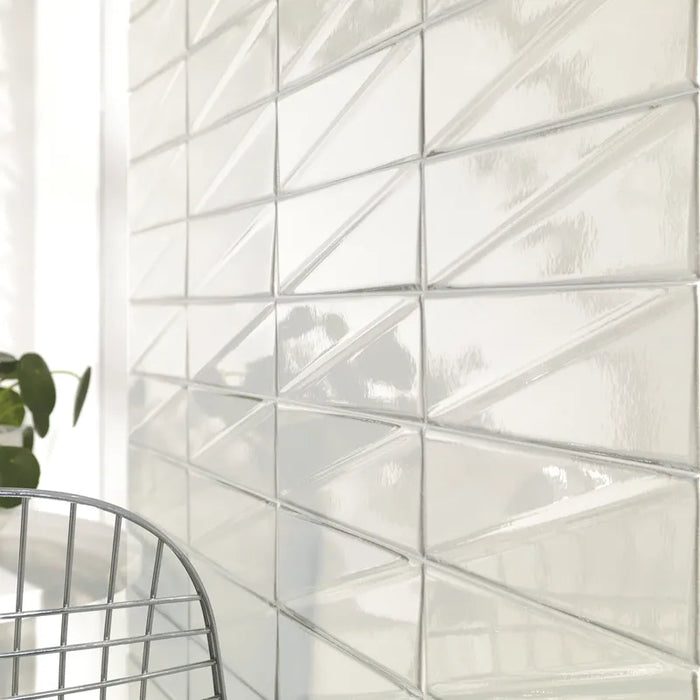 Ufficio con rivestimento in ceramica effetto mattoncino Lucido 7,6x30,5 cm della collezione Pulse, colore Ice di Ceramica Settecento