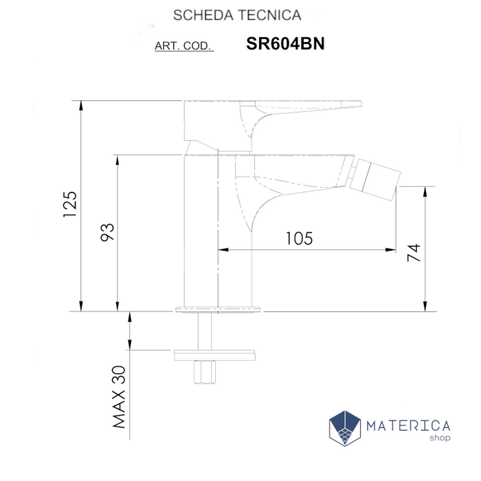 miscelatore bidet senza scarico e senza fori sul corpo della serie smart di daniel rubinetterie