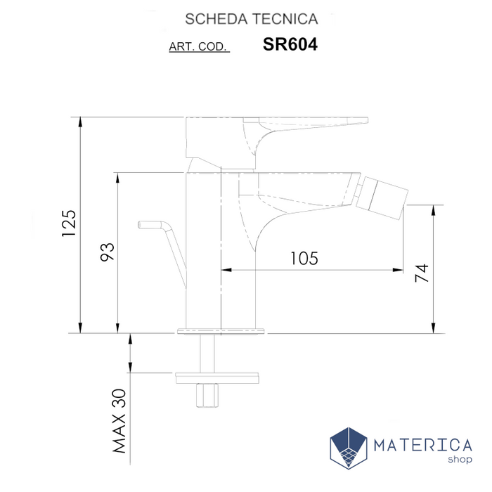 miscelatore bidet, con scarico della serie smart di daniel rubinetterie
