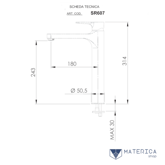 miscelatore monocomando per lavabo XL della serie smart di daniel rubinetterie
