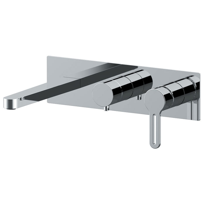 Set miscelatore a incasso a 2 vie per vasca/doccia su piastra unica rettangolare, include miscelatore monocomando, deviatore a 2 uscite, bocca a muro.