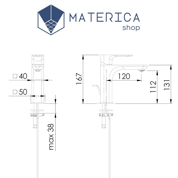 Minerva - Miscelatore per lavabo con scarico Cromato