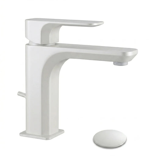 miscelatore per lavabo Minerva con scarico in finitura bianco opaco