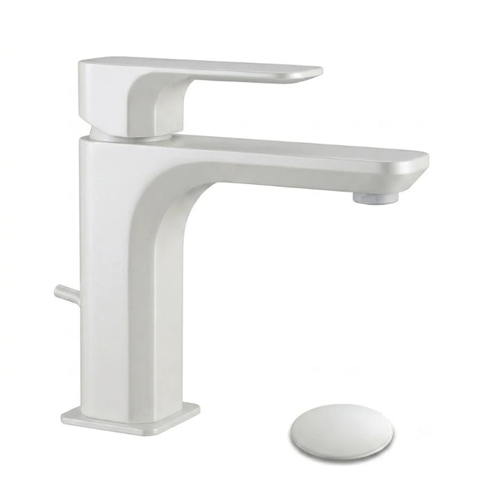 miscelatore per lavabo Minerva con scarico in finitura bianco opaco