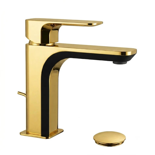 miscelatore monocomando MINERVA per lavabo con scarico in finitura oro lucido