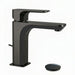 miscelatore monocomando MINERVA per lavabo con scarico in finitura cromo nero spazzolato lucido