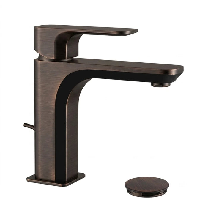 miscelatore monocomando per lavabo con scarico in finitura oil bronze