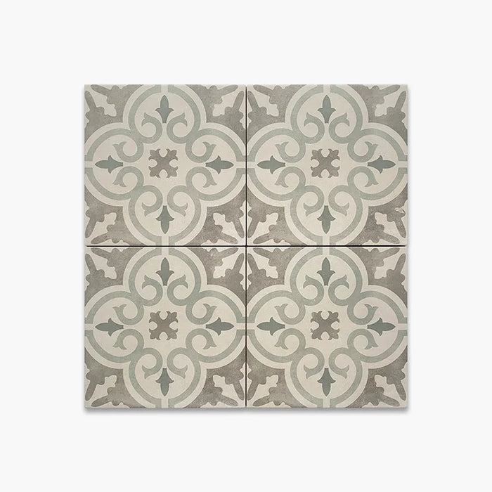 Dettaglio Piastrella da pavimento e rivestimento in gres porcellanato serie Talé di Savoia Italia, Decoro effetto cementina Marzamemi formato 21x21 Colore Verde