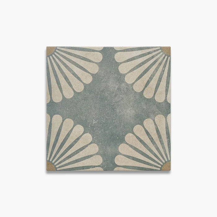 Dettaglio Piastrella da pavimento e rivestimento in gres porcellanato serie Talé di Savoia Italia, Decoro effetto cementina Misilmeri formato 21x21 Colore Blu