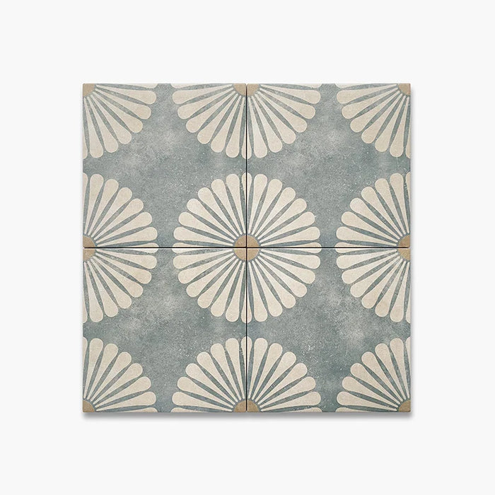 Dettaglio Piastrella da pavimento e rivestimento in gres porcellanato serie Talé di Savoia Italia, Decoro effetto cementina Misilmeri formato 21x21 Colore Blu