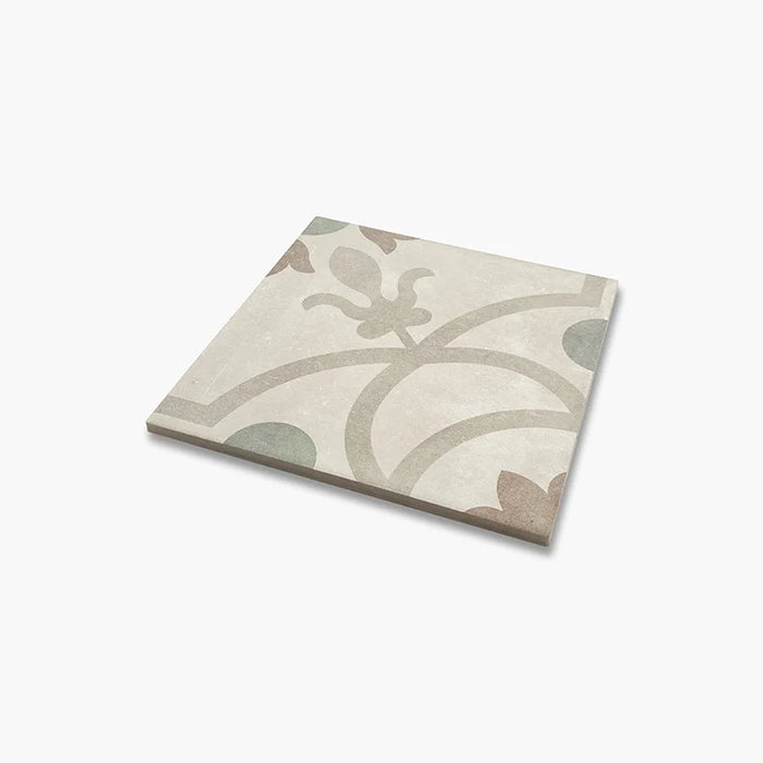 Dettaglio Piastrella da pavimento e rivestimento in gres porcellanato serie Talé di Savoia Italia, Decoro effetto cementina Ortigia formato 21x21 