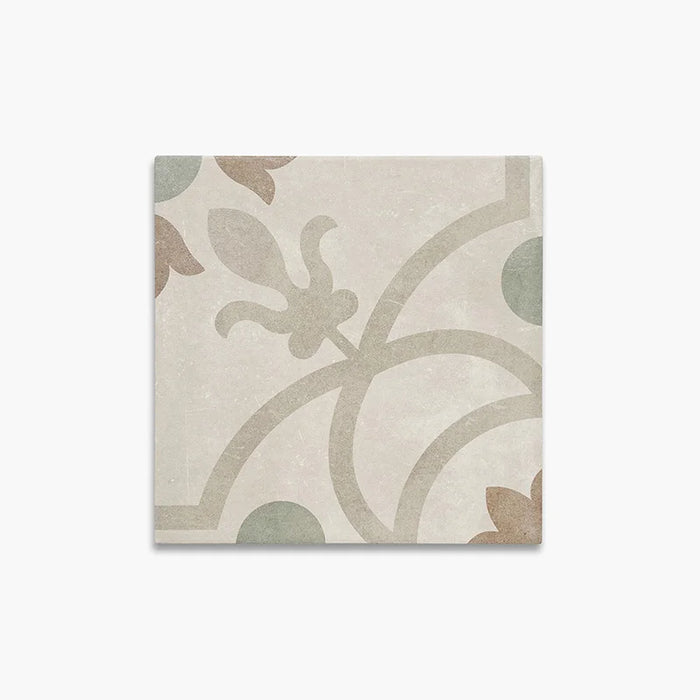 Dettaglio Piastrella da pavimento e rivestimento in gres porcellanato serie Talé di Savoia Italia, Decoro effetto cementina Ortigia formato 21x21 